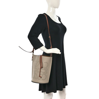 Loewe Calfskin Perforated Anagram Gate Bucket Bag Light Oat Tan 2 of 13