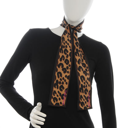 Louis Vuitton Silk Leopard Bandeau Scarf Marron 2 of 5