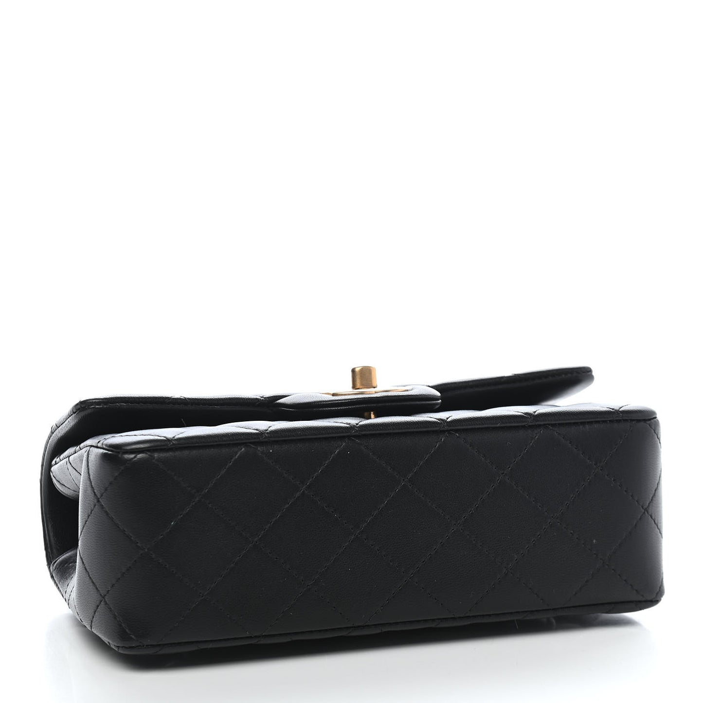 Lambskin Quilted Mini Top Handle Rectangular Flap Black