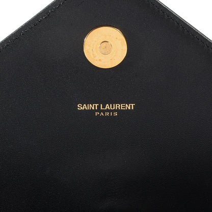 Saint Laurent Lambskin Matelasse Chevron Medium Monogram Satchel Black 7 of 10