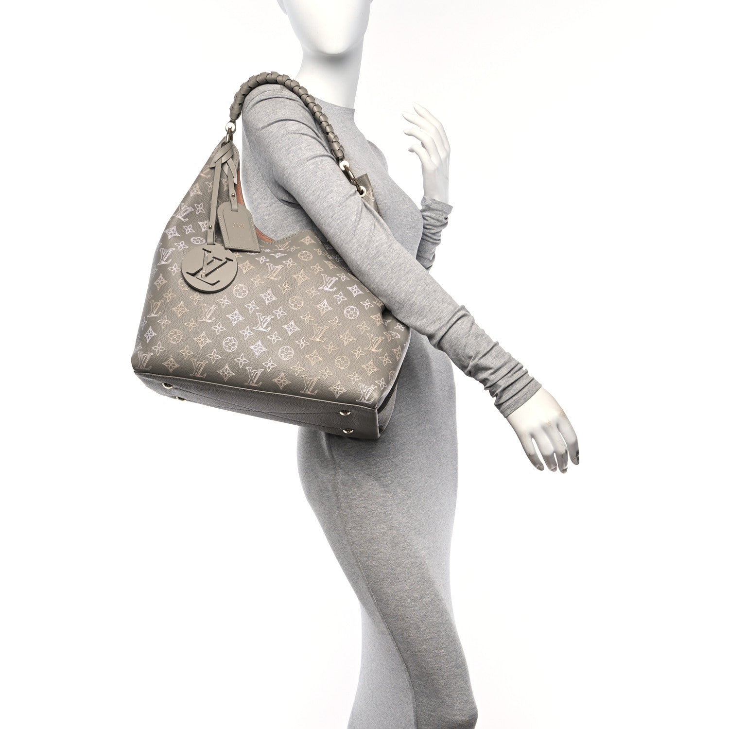 Louis Vuitton Reverse Mahina Carmel Hobo Gray 3 of 10