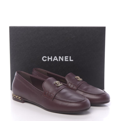 Chanel Calfskin CC Chain Mocassin Loafers 39 Burgundy 9 of 9