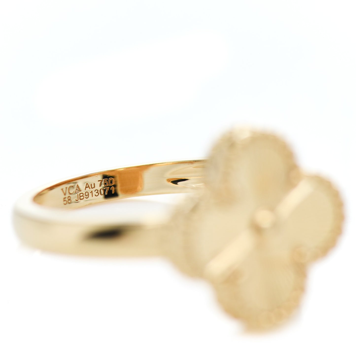 18K Yellow Gold Guilloche Vintage Alhambra Ring 58 8.25