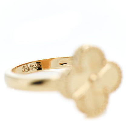 Van Cleef & Arpels 18K Yellow Gold Guilloche Vintage Alhambra Ring 58 8.25 5 of 6