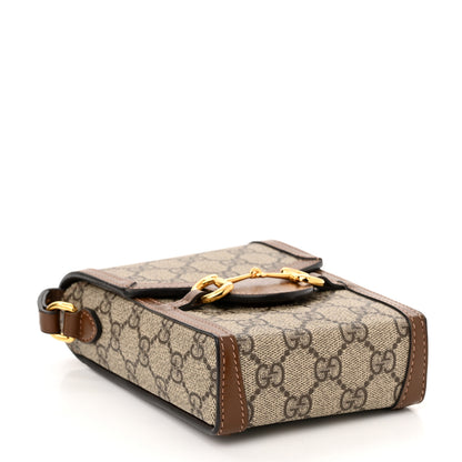 Gucci GG Supreme Monogram Mini Horsebit 1955 Crossbody Bag Beige Brown Sugar 4 of 12