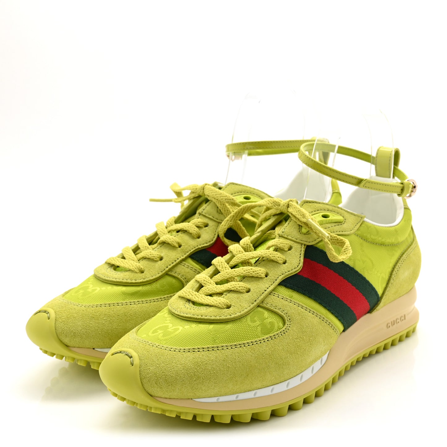 GG Suede Monogram Web Re-Motion Sneakers 37 Green