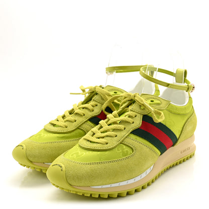 Gucci GG Suede Monogram Web Re-Motion Sneakers 37 Green 3 of 8