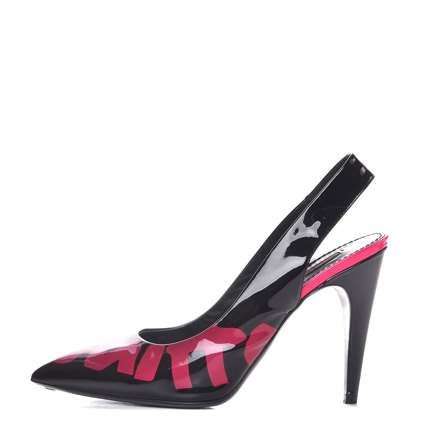 Patent Graffiti Slingback Pumps 39 Black Pink