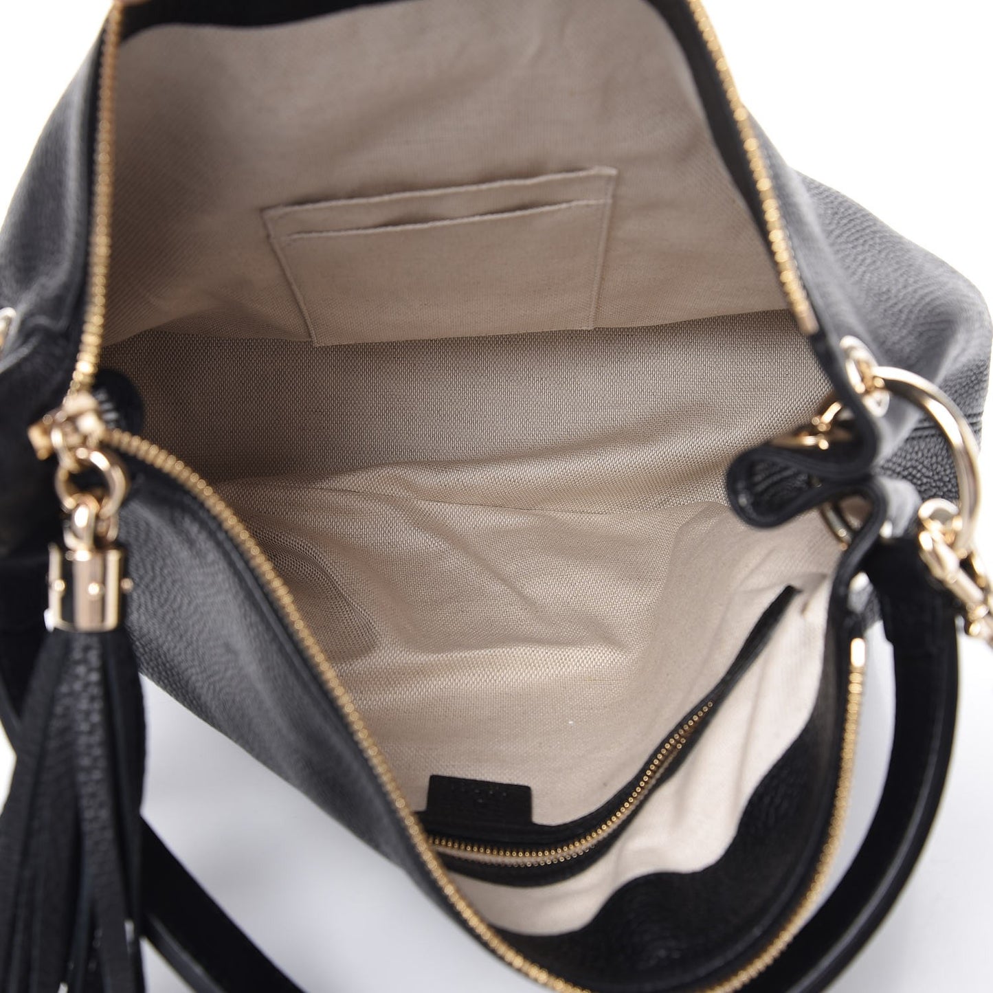 Pebbled Calfskin Large Soho Hobo Black