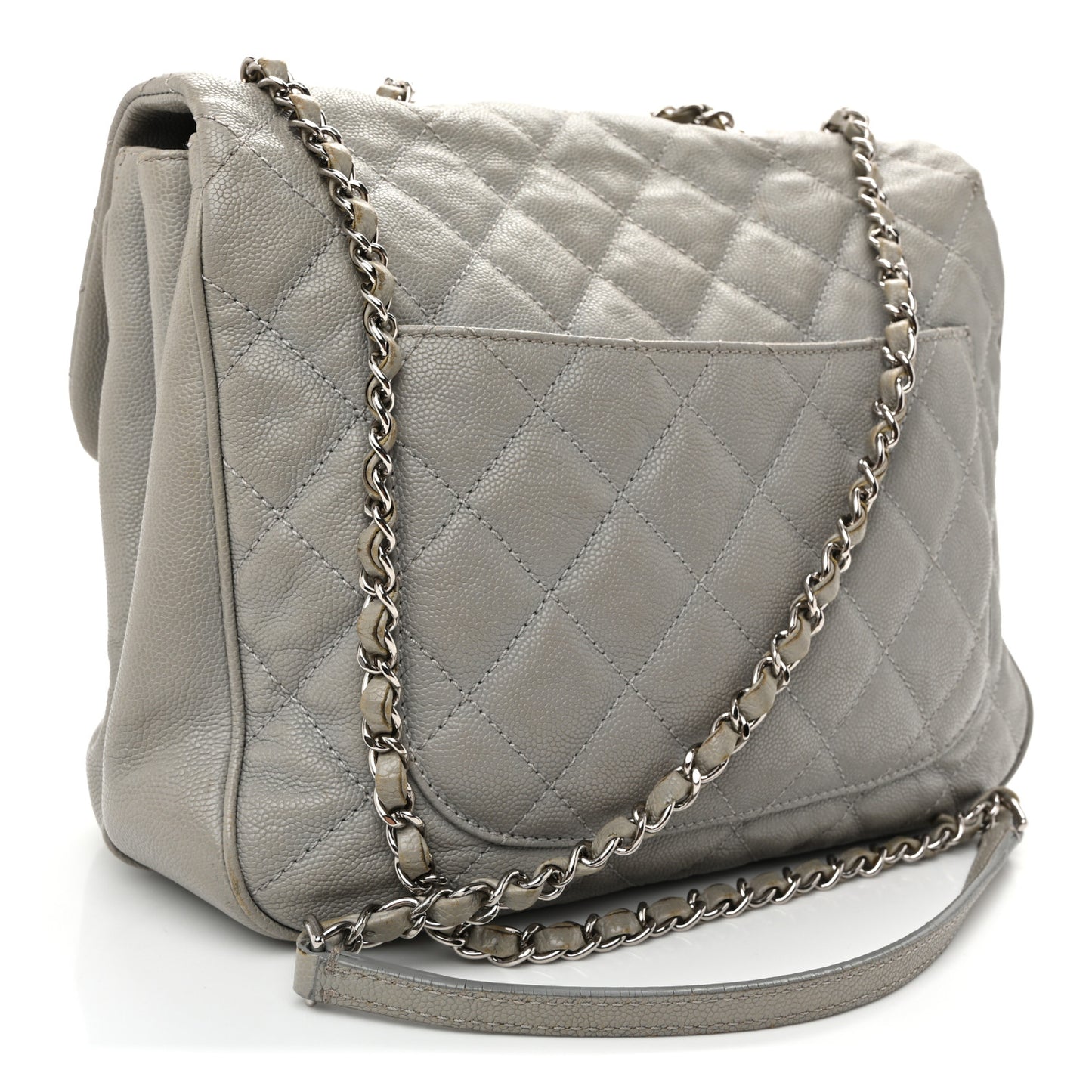 Caviar Quilted Large Urban Companion Flap Grey