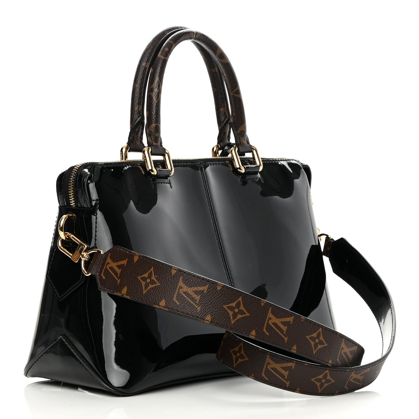 Patent Calfskin Miroir Tote Black