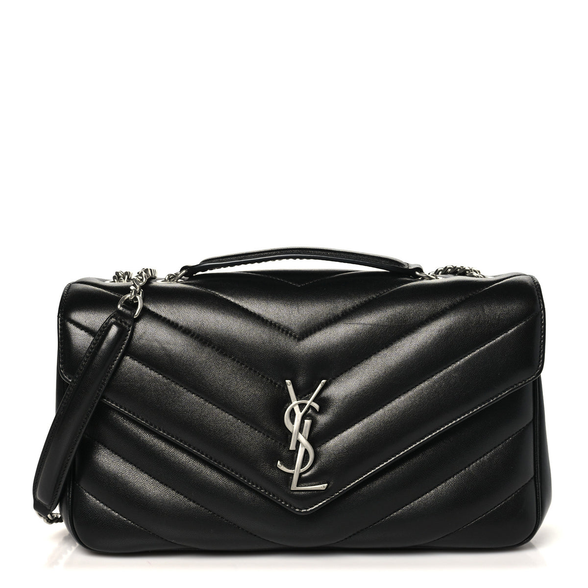 Saint Laurent Lambskin Chevron Quilted Medium Loulou Black 1 of 11