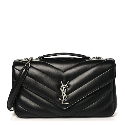 Saint Laurent Lambskin Chevron Quilted Medium Loulou Black 1 of 11