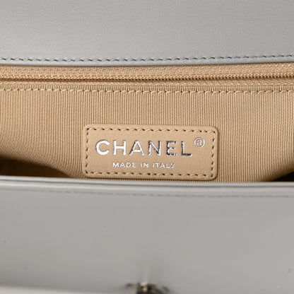 Chanel Patent Chevron Quilted New Medium Boy Flap Light Blue 6 of 11