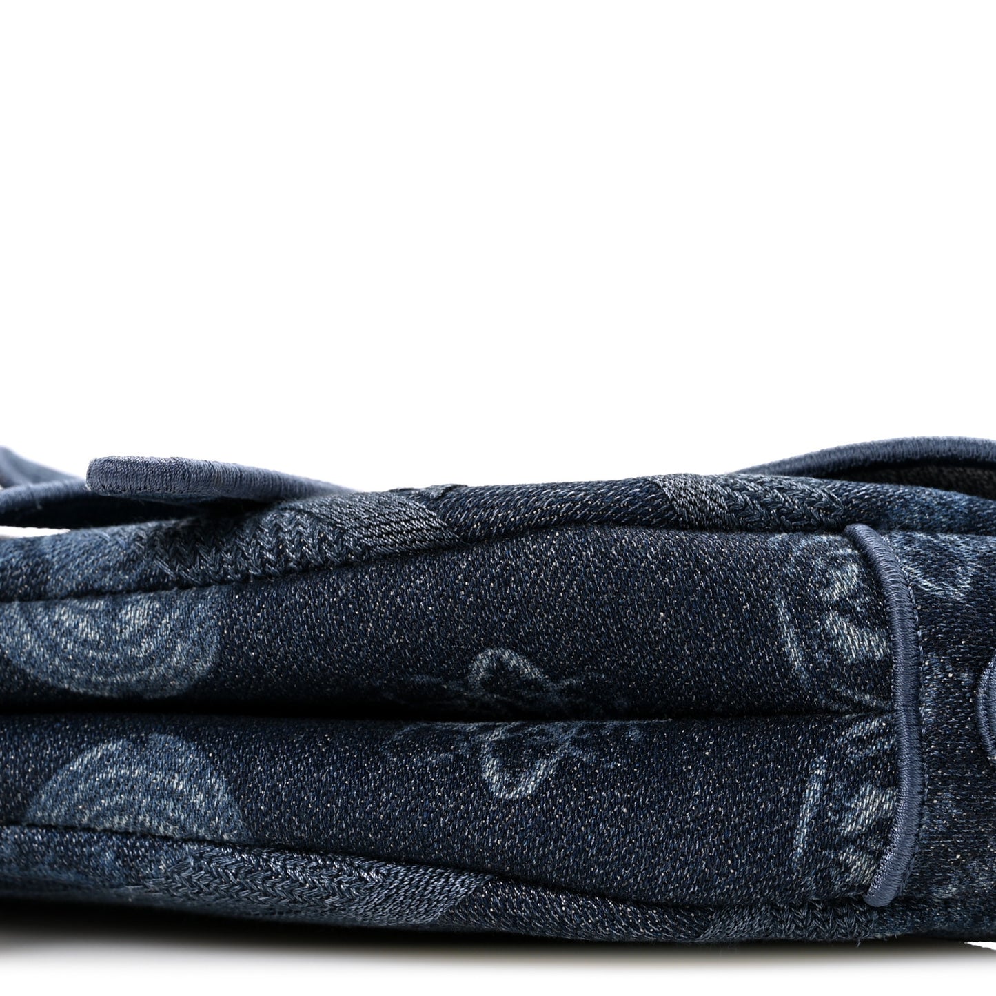 Denim Flowers Embroidered Saddle Bag Blue