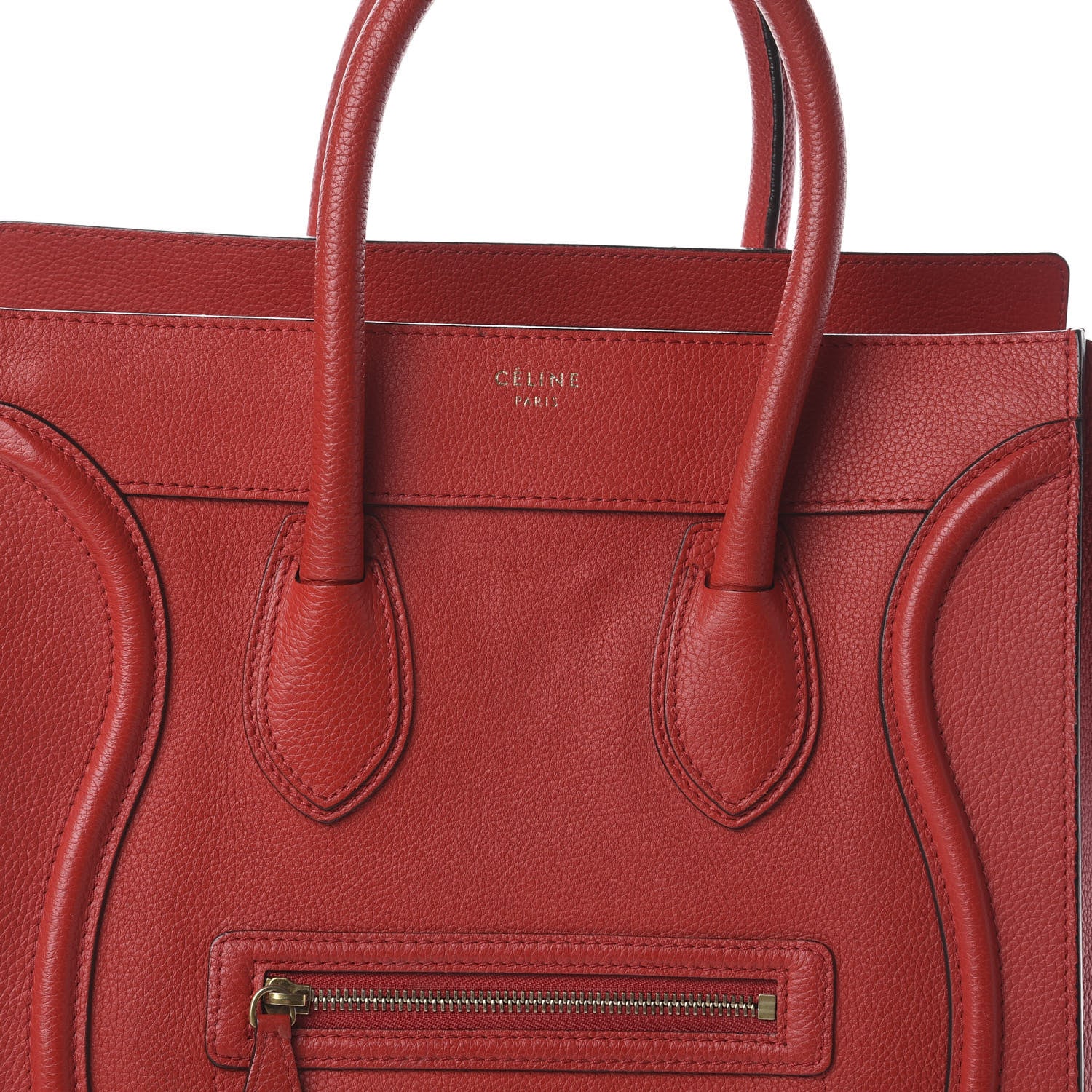 Celine Drummed Calfskin Mini Luggage Coquelicot 8 of 8
