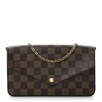 Louis Vuitton Damier Ebene Pochette Felicie Chain Wallet 1 of 10