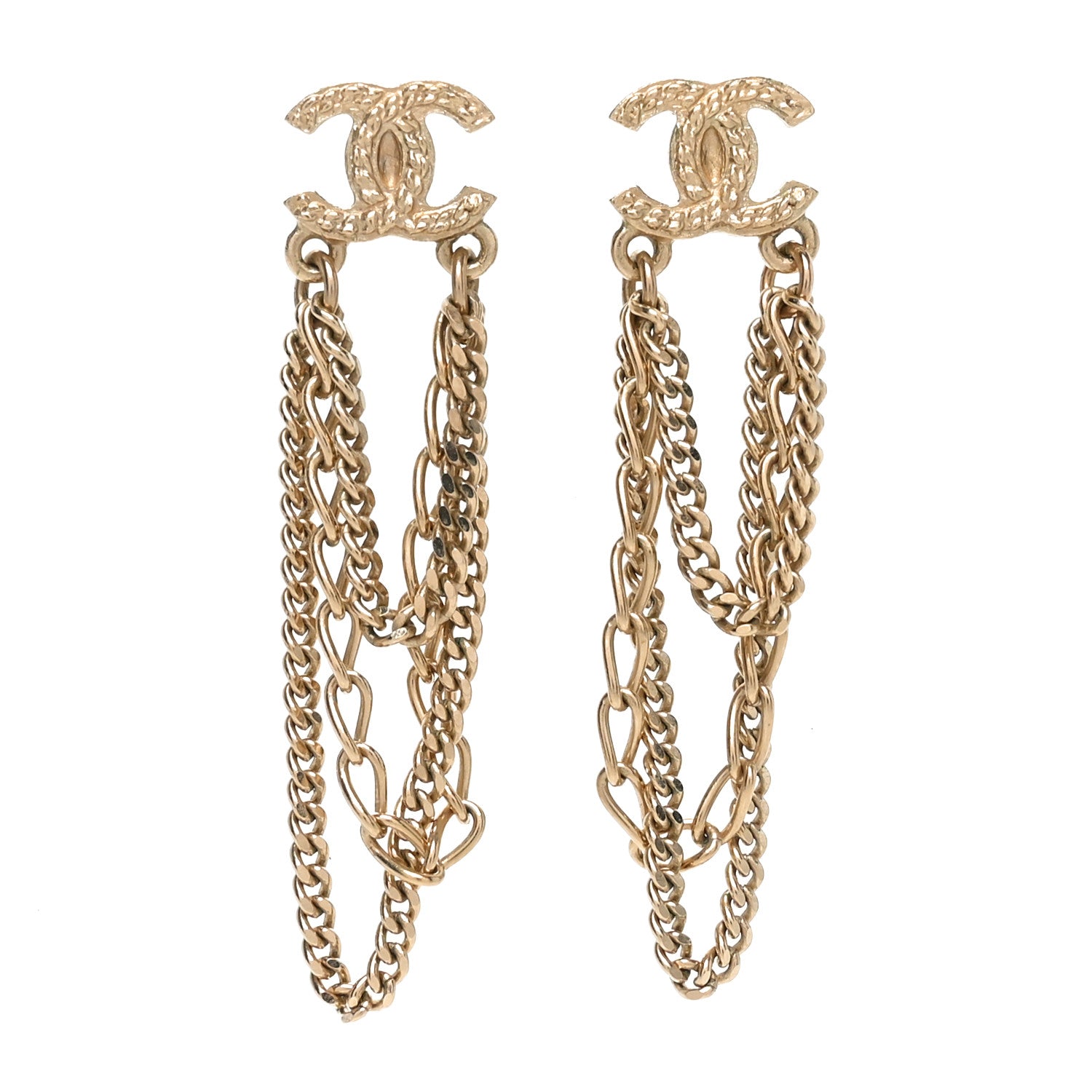 Chanel Metal CC Chain Drop Earrings Gold 1 of 4