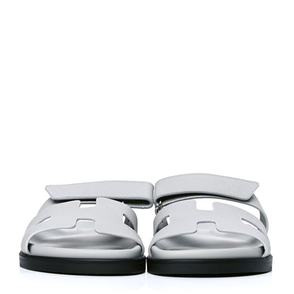 Hermes Calfskin Womens Chypre Sandals 37 Bleu Glacier 2 of 4