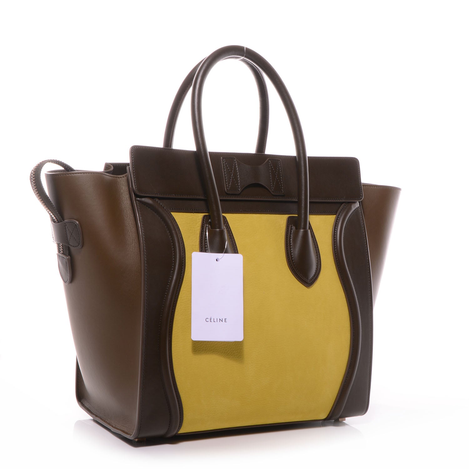 Celine Nubuck Calfskin Mini Tri-Color Luggage Chartreuse 3 of 10