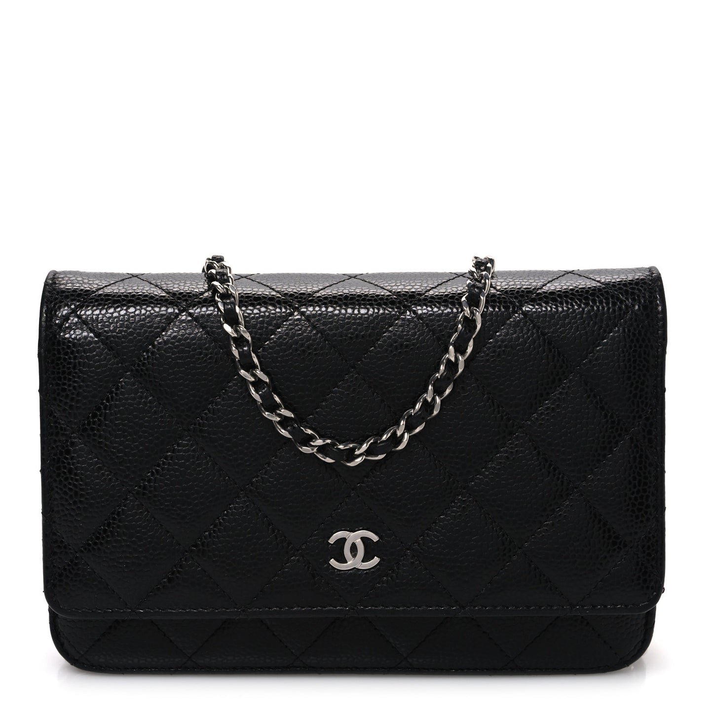 Caviar Quilted Wallet on Chain WOC Black