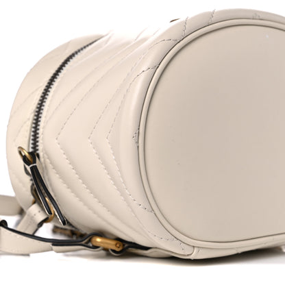 Gucci Calfskin Matelasse Mini GG Marmont Round Backpack White 8 of 11