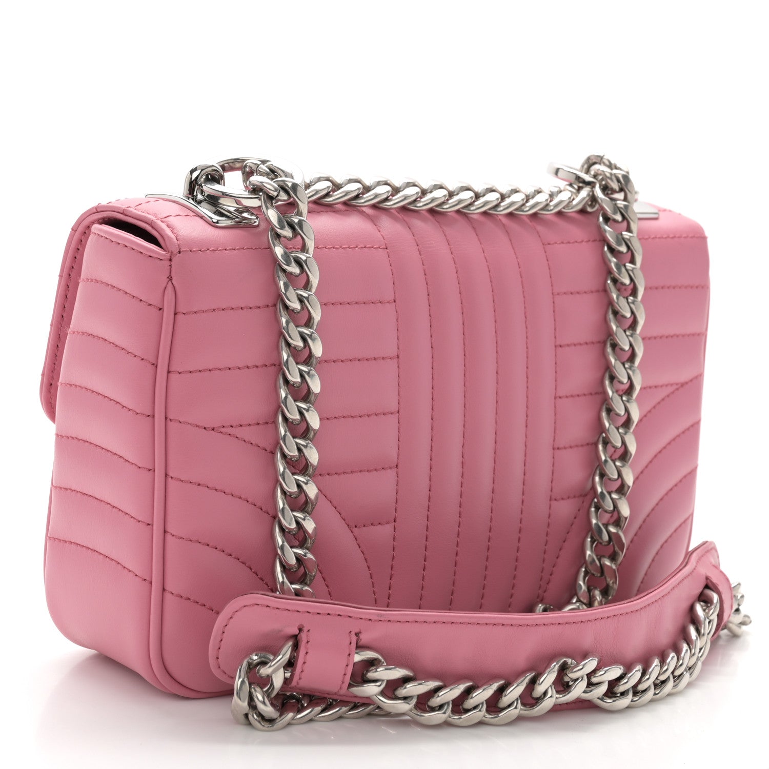 Prada Soft Calfskin Impunture Diagramme Small Chain Flap Shoulder Bag Begonia 3 of 11