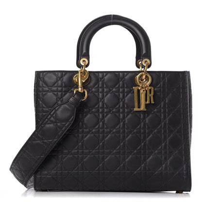 Christian Dior Calfskin Cannage Large Lady Dior Matte Black 1 of 8