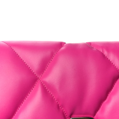 Balenciaga Nappa Calfskin Quilted Touch B Puffy Clutch Fuchsia 13 of 15
