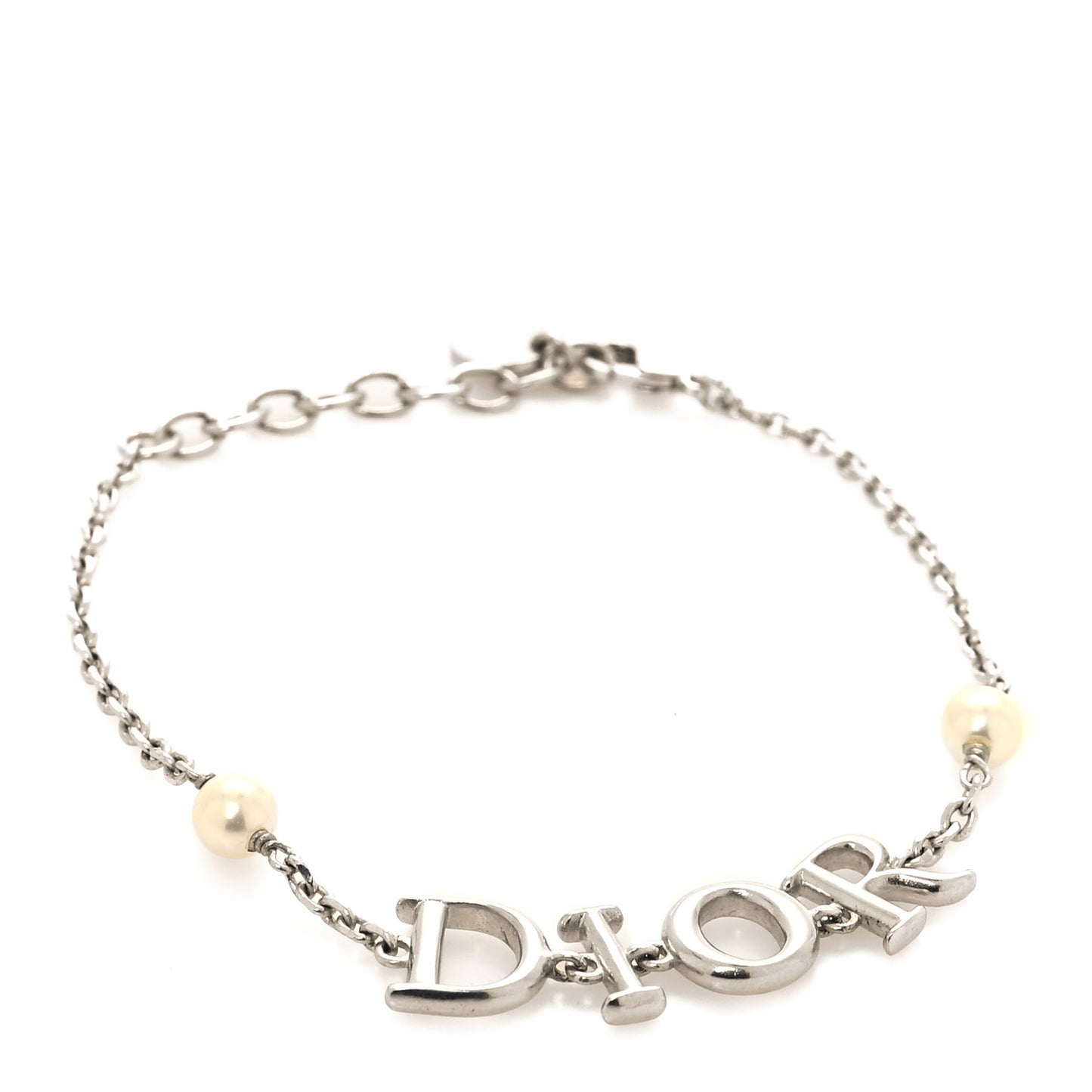 Palladium Pearl Logo Bracelet White Silver