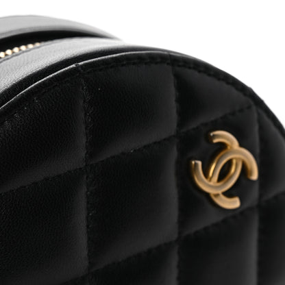 Chanel Lambskin Quilted Romance Round Clutch With Chain Black 12 of 13