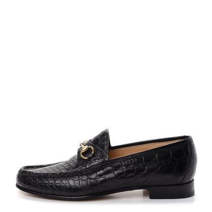 Gucci Crocodile Mens Horsebit Loafers 10 Black 1 of 12