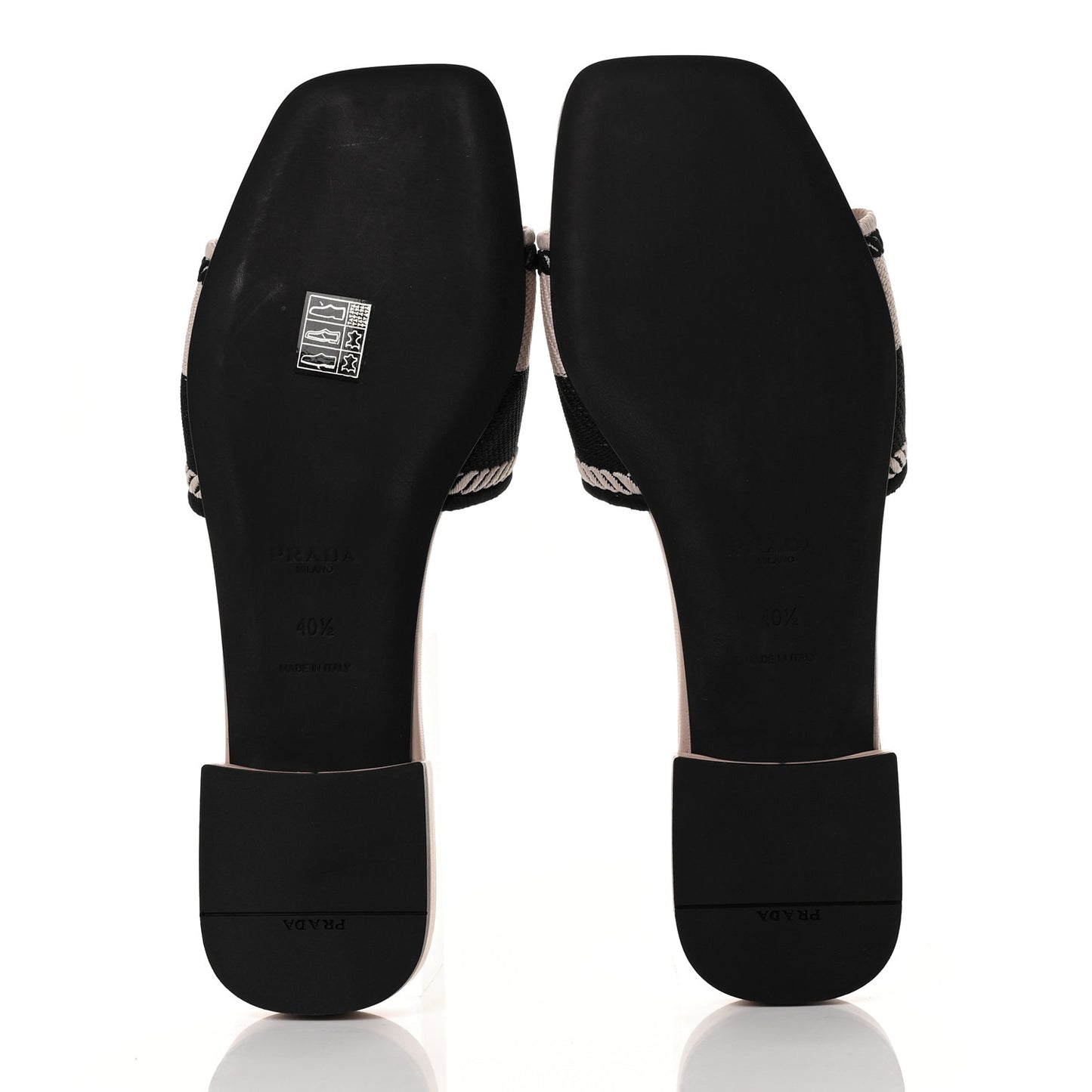 Fabric Logo Embroidered 10mm Slide Sandals 40.5 Black Ninfea