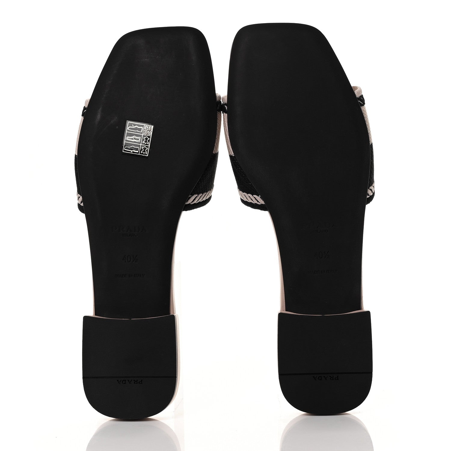 Prada Fabric Logo Embroidered 10mm Slide Sandals 40.5 Black Ninfea 5 of 6