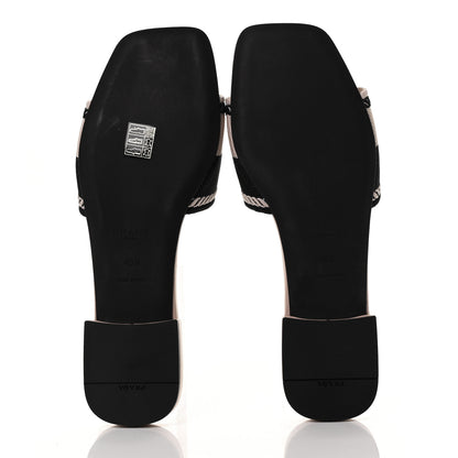 Prada Fabric Logo Embroidered 10mm Slide Sandals 40.5 Black Ninfea 5 of 6