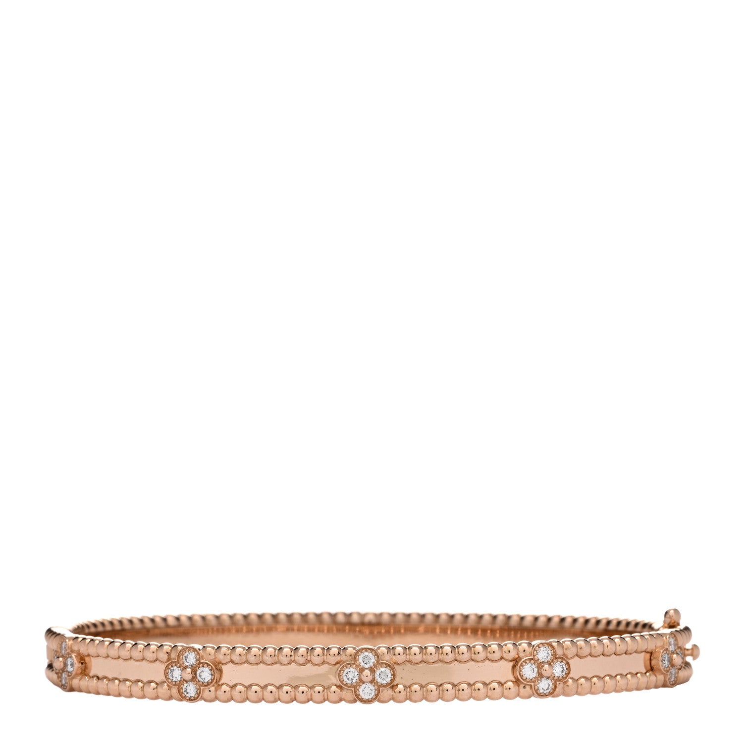 Van Cleef & Arpels 18K Rose Gold Diamond Perlee Sweet Clovers Bracelet L 2 of 4