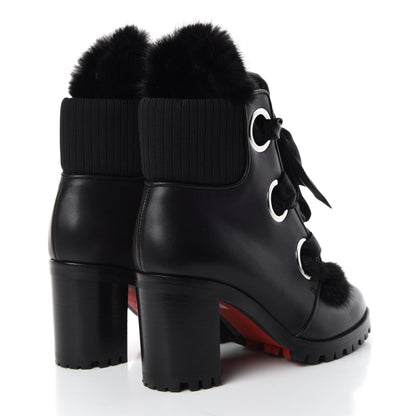 Christian Louboutin Calfskin Mink Jenny From the Alps 70 Ankle Boots 35.5 Black 4 of 8