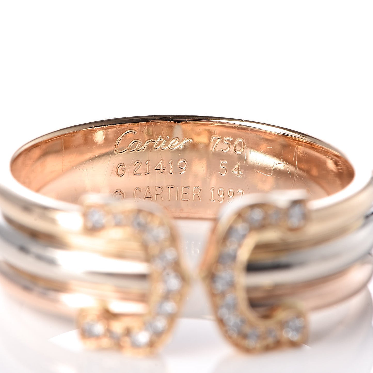 18K Pink Yellow White Gold Diamond C De Ring 54 6.75