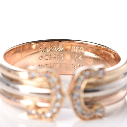 Cartier 18K Pink Yellow White Gold Diamond C De Ring 54 6.75 4 of 5