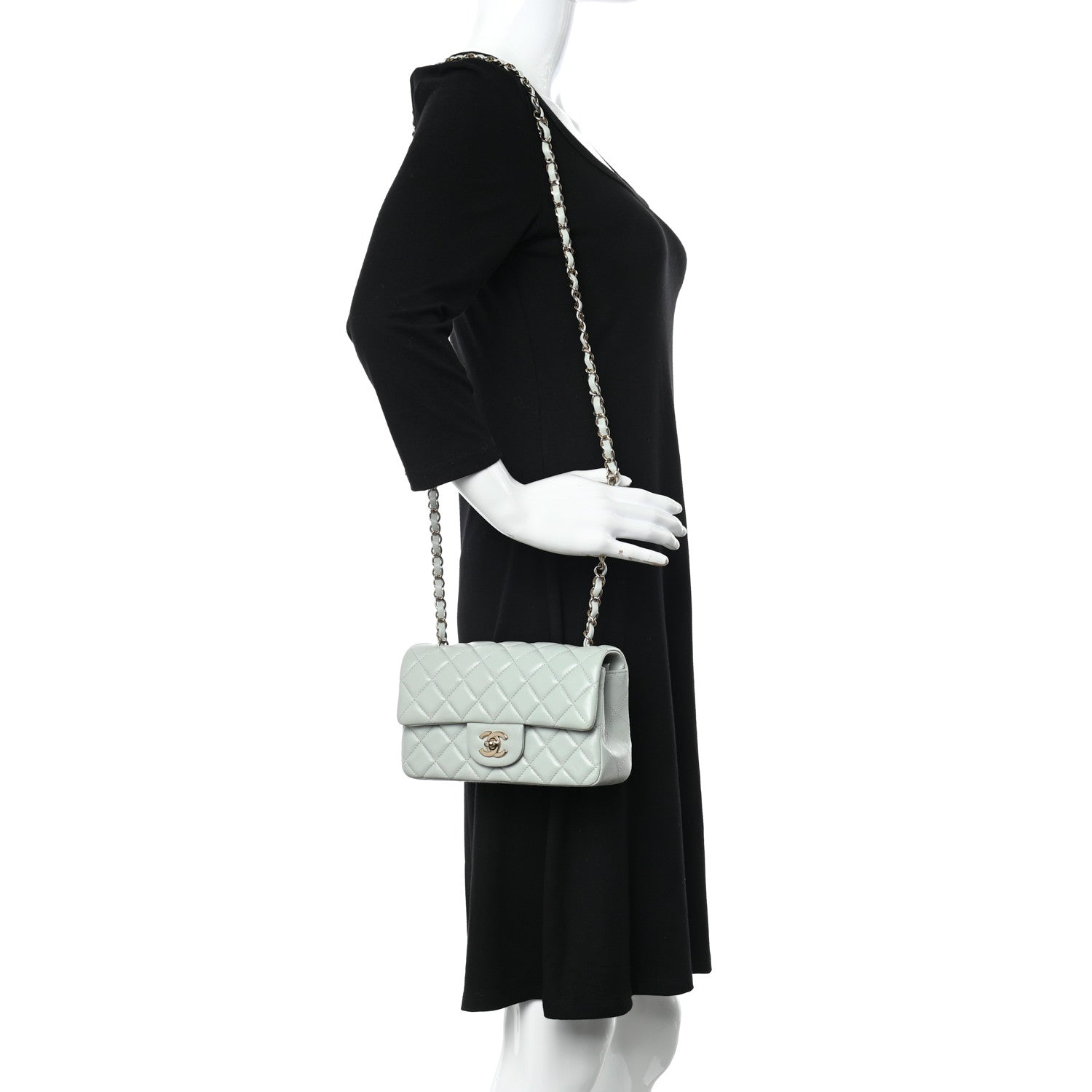 Chanel Lambskin Quilted Mini Rectangular Flap Grey 2 of 11
