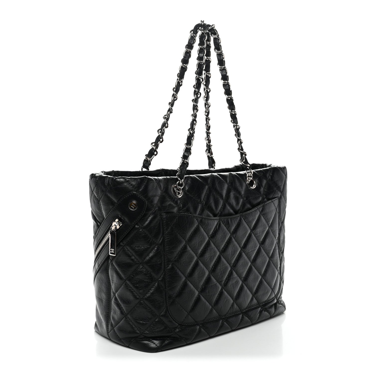 Chanel Aged Calfskin Quilted Large Cotton Club Tote Black 3 of 11