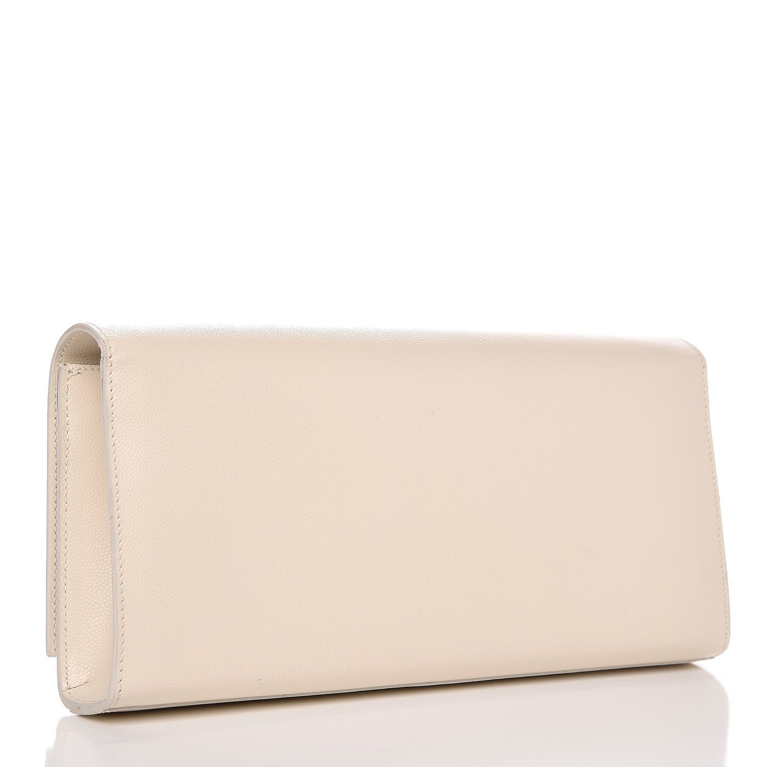 Saint Laurent Grain De Poudre Classic Monogram Cassandre Clutch Dove White 3 of 8