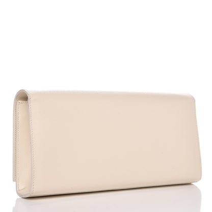 Saint Laurent Grain De Poudre Classic Monogram Cassandre Clutch Dove White 3 of 8