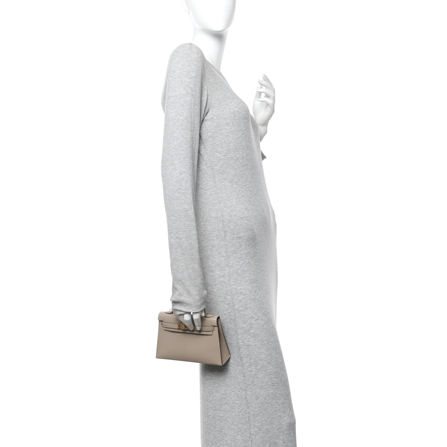 Hermes Chevre Mysore Horseshoe Mini Kelly Sellier 20 Gris