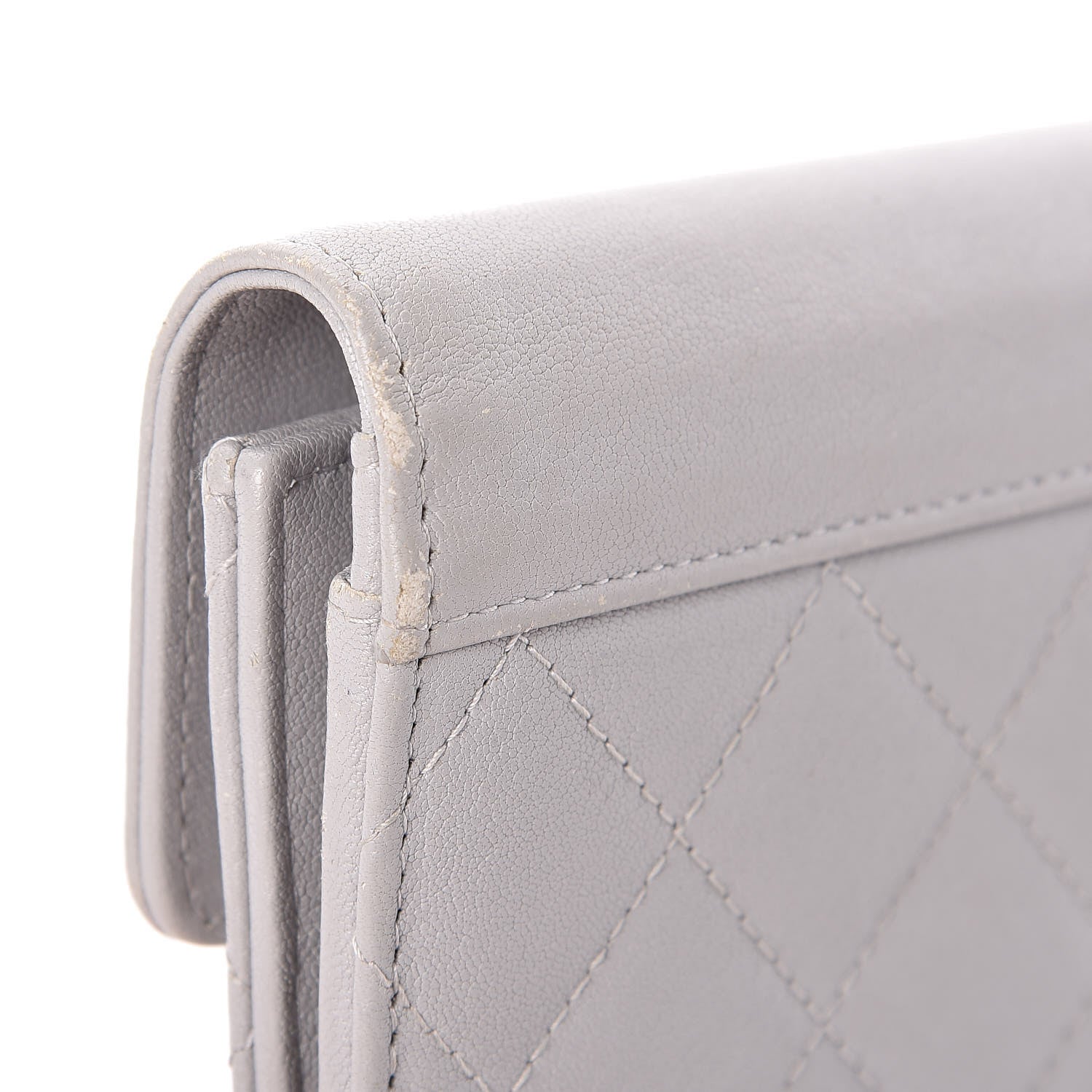 Chanel Lambskin Quilted CC Box Flap Wallet Grey 16 of 23