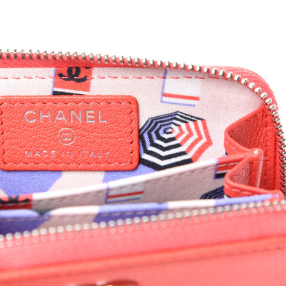 Chanel Goatskin Camellia Zip Coin Purse Coral 6 of 8