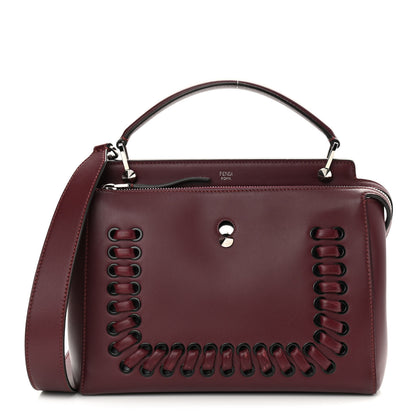 Fendi Vitello Baltico Dolce Shiny Nappa Lace Up DotCom Satchel Bordeaux 3 of 19