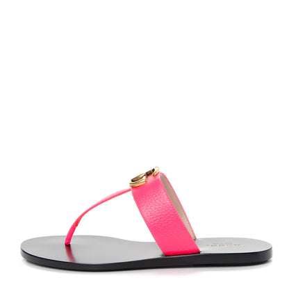 Gucci Calfskin GG Marmont Thong Sandals 36 Fuxia Fluo 1 of 10