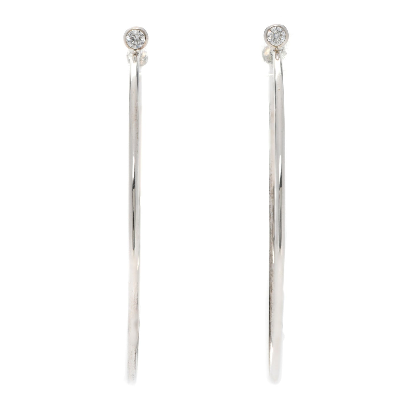 Sterling Silver Diamond Medium Elsa Peretti Hoop Earrings