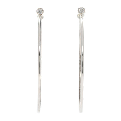Tiffany Sterling Silver Diamond Medium Elsa Peretti Hoop Earrings 1 of 4